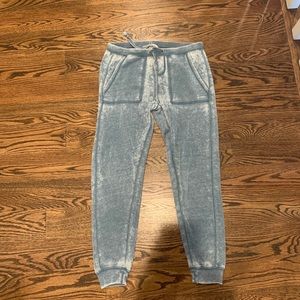 Blue/grey sweatpants with tie up waist